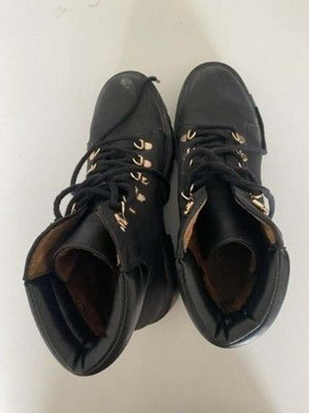 Primark Black Faux Leather Lace-Up Ankle Booties Round Toe US Size 5